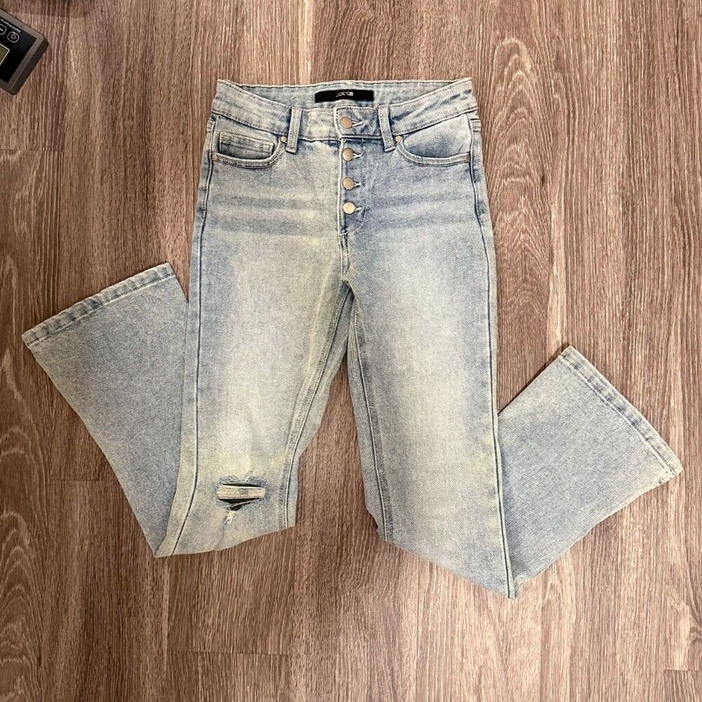 Joe's Jeans Girls' The Molly Flare Jeans Size Kids 12, Light Wash, Ripped Denim